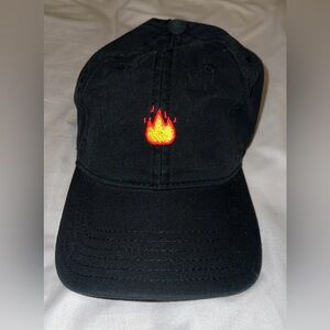 Flame Fire Emoji Embroidered Strapback Cap